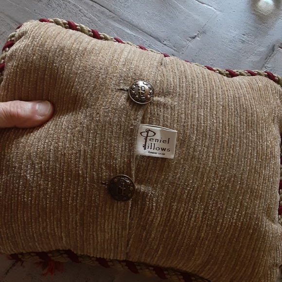 Peniel Pillows, Monogram P Brass Buttons Close over Poly Fill - Picture 3 of 9